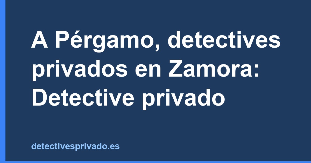 A Pérgamo, detectives privados en Zamora: Detective privado
